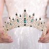 JWICOS Tiaras and Crowns for Women Crystal Wedding Tiara Crown Headband Princess Tiara for Bride Quinceanera Crown for Birthday Prom Pageant Halloween Costume Cosplay (Green)