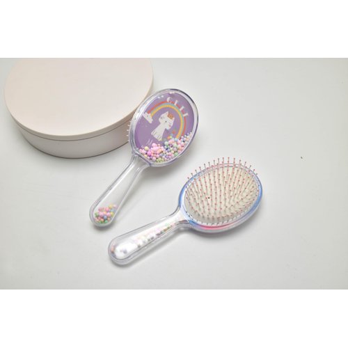 Gett Detangling Brush for Kids, Toddlers, and Adults, Soft Bristle Hair Brush, Wet Hair Brush with Confetti, Glitter, for Curly, Straight, Long or Short Hair (Meow)