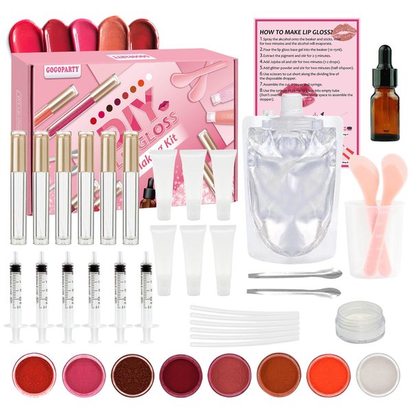 Lip Gloss Making Kit, TSVATE Lip Gloss Kit, Diy Lip Gloss Making Kit, Fun Make Your Own Lipgloss Kids Lip Gloss for Girls, Women, Moisturizing Lip Gloss Base, Jojoba Oil, Lip Gloss Tubes, Gift for Her