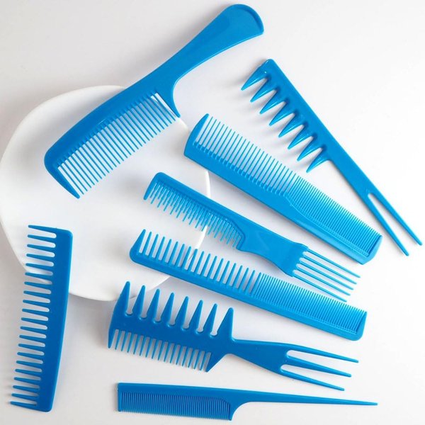 8 Pcs Styling Hair Comb Set, Hair Stylists Professional Styling Comb Wide Tooth Comb Tail Combs Double Side Pick Combs Professional Hair Comb Set for Men African American Accessories, Blue