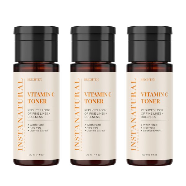 InstaNatural Vitamin C Face Toner, Brightens, Balances pH and Reduces Signs of Aging, Fine Lines and Wrinkles, with Witch Hazel, Lavender and Geranium Oils, 4 Fl Oz - 3 Pack