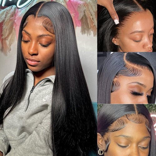 Panse Hair 13x4 Straight Lace Front Wigs Human Hair Pre Plucked 180% Density 13x4 HD Transparent Frontal Wigs Human Hair Straight Wigs Human Hair Lace Front Wigs for Black Women with Baby Hair 22 Inch