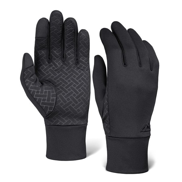 Tough Outdoors Running Gloves with Touch Screen - Winter Glove Liners for Texting, Cycling - Thin & Lightweight Cold Weather Thermal Gloves Black