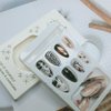 24Pcs Gothic Press on Nails Medium Almond Fake Nails Punk Cartoon Anime Design Black White Full Cover Glue on Nails Horror Gothic Designs French False Nails for Women Girls Acrylic Manicure Decor