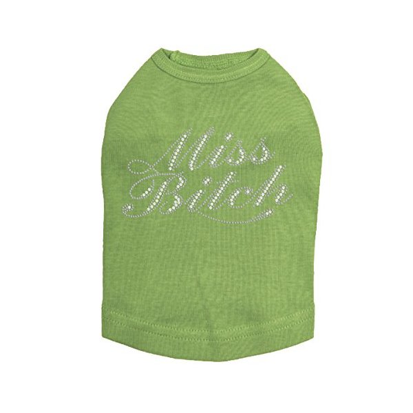 Miss Bitch (Rhinestone) Dog Shirt 4XL LIME GREEN
