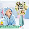 Weecent 28 Pcs Safari Baby Shower Decorations Jungle Animals Centerpiece Sticks Oh Baby Safari Centerpieces Tables Toppers for Boys Kids Wild Party Supplies