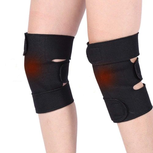 CTHOPER 1Pair Self Heating Knee Brace Sleeve, Adjustable Tourmaline Magnetic Therapy Knee Pad Support with Open Patella Stabilizer
