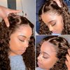 LEYBOCE 13x4 Curly Lace Front Wigs Human Hair Chocolate Brown Curly Human Hair Wigs for Black Women 200% Density HD Lace Frontal Wigs Brazilian Virgin Human Hair Pre Plucked Curly Wigs 22 Inch