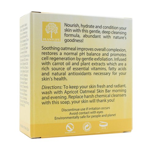 Plantlife Apricot Oatmeal Bar Soap - Moisturizing and Soothing Soap for Your Skin - Hand Crafted Using Plant-Based Ingredients - Made in California 4oz Bar