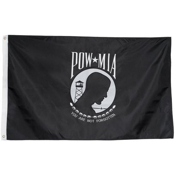 Front Line Flags POW MIA Flag 3x5 | Long Lasting Nylon Embroidered Emblem with Quadruple Stitched Fly End | Premium Quality | US Military Banner for Indoor or Outdoor Use