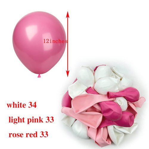 KADBANER White light pink rose red Balloons,100-Pack,12-Inch Latex Balloons