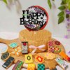 Happy Birthday Cake Topper for Anime Theme Black Glitter Boy Girl Party Decorations - Anime party Decorations Supplies