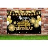 Black and Gold Happy Birthday Backdrop Banner for Women Men Birthday Party Backdrop, Classic Car Happy Birthday Sign Party Decorations Supplies (10X8FT, Polyester)