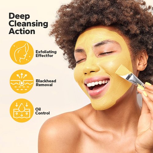 SilkyShark Turmeric Clay Mask (4.23 Oz), Vitamin C Clay Mask with Turmeric, Turmeric Face Mask with Kaolin Clay & Turmeric for Dark Spots, Dull Skin, Skincare Mask for Controlling Oil & Refining Pores