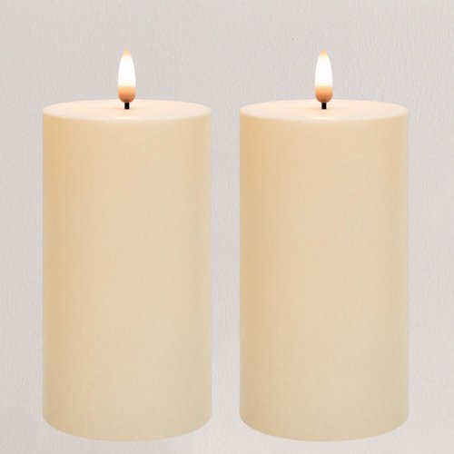 ANGELLOONG Outdoor Flickering Flameless Candles with Timer, Waterproof Battery Operated Candles Set of 2, Electric LED Candles for Wedding Party Home Decor, 3x6