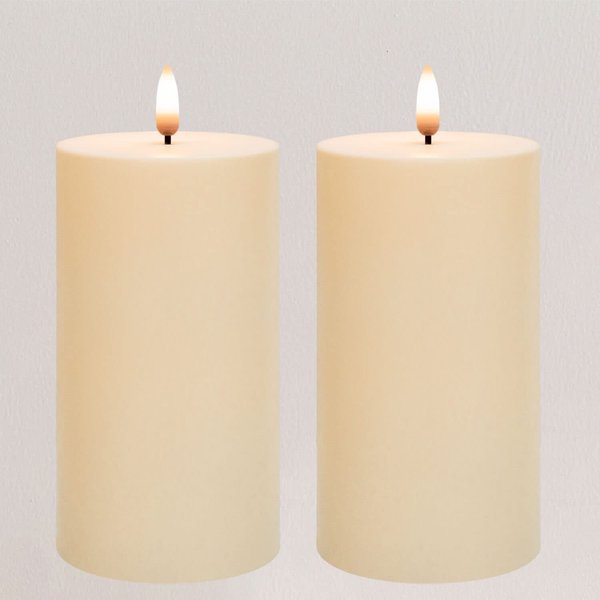 ANGELLOONG Outdoor Flickering Flameless Candles with Timer, Waterproof Battery Operated Candles Set of 2, Electric LED Candles for Wedding Party Home Decor, 3x6
