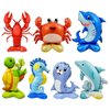 7 Pcs Sea Animal Balloons - Standing Sea Turtle Seahorse Dolphin Shark Crab Lobster Sea Lion Foil Balloons Sea Creature Ocean Balloons for Under The Sea Ocean Themed Party Decorations