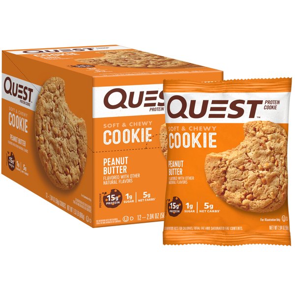 Quest Nutrition Peanut Butter Protein Cookie, High Protein, Low Carb, 12 Count