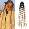 Long Braided Bubble Colored Hair Extensions, 25 Inches Bubble Kinky Rave Straight Ombre Lantern Braid Extension with Hair Tie Hairpieces for Girls Daily Wear (brown)