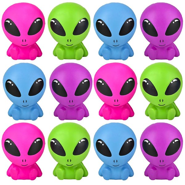 12 - Bright Alien 4.25" Squishy Slow Rise Foam - Scented Sensory, Stress, Fidget Toy Memory Foam Expands (Bulk - 12 Aliens (1 Dozen))