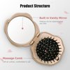 Folding Hair Brush, Mini Pocket Travel Mirror Brush Easy to Carry for Small Spaces Nylon Brush/Comb/HairBrush for Women Men's Any Hairstyles Hair and Beards Wet Dry Hair Restore Shine, Champagne