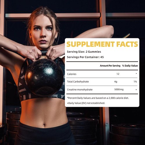 novomins Creatine Monohydrate Gummies 5000mg for Men & Women, Chewables Creatine Monohydrate for Muscle Strength, Muscle Builder, Energy Boost, Pre-Workout Supplement(90 Count)-Pineapple Flavor
