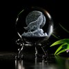 60mm 3D Howling Wolf Crystal Ball with Stand for Wolf Lovers - 3D Laser Moon Wolf Figurine Glass Sphere Ball Table Decor Crystal Paperweight Craft