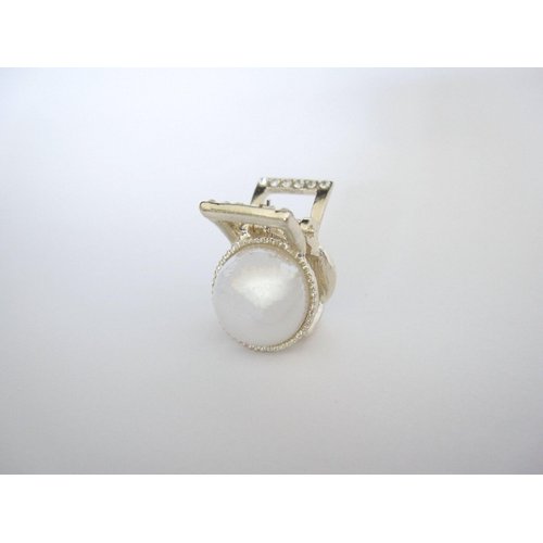 Generic Small mini lite gold metal hair claw clip with faux pearls and crystals