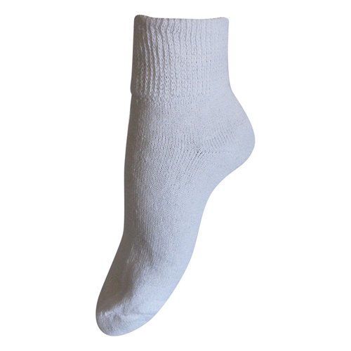 Diabetic Womens Ankle Socks (3 Pack), 9-11, White, Made in The USA