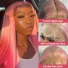 SOKU 13x6 Lace Front Wigs Pre Plucked 32 Inch Long Straight Lace Frontal Wigs with Baby Hair Ombre Pink Synthetic Wigs with Light Pink Roots Free Part Glueless HD Silky Straight Wigs for Women
