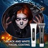 Black and White Face Body Paint,2PCS Oil Based Full Coverage Face Painting Kit with Sponge,Washable Halloween Cream Face Paint SFX Makeup Kit for Goth Clown Zombie Festivals Skull Skeleton Cosplay