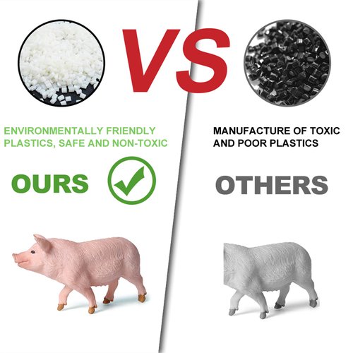 Farm Animal Model Figurine Playsets 12 PCS Pig Family Pig-Hugging Workers Wooden Fence Action Figures Toys for Kids