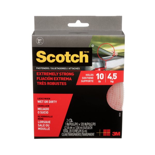 Scotch Extreme Fasteners, 1" x 10', Clear (RF6760) 2 Roll/Pack