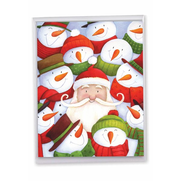 The Best Card Company Jumbo Christmas Greeting Card with Envelope, Adult Cartoon, Humor Holiday for Men and Women - Santa Selfies J6738AXSG