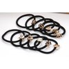 Prebear 21pcs Black Hair Ties Korean Fashion Gold Medal for Women and Girls, Elastic bands, Ponytail Holder, Rubber bands