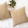 Home Brilliant 18x18 Throw Pillow Covers Decorative Set of 2 Soft Velvet Corduroy Striped Square Cushion Cover for Bench Couch Decor, 18 x 18 inch, Taupe