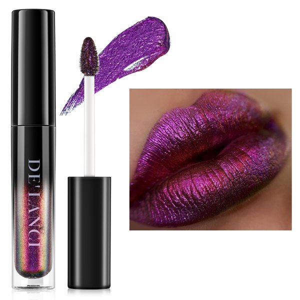OYGCee Chameleon Liquid Lipstick Purple Brown Green Color,Shimmer Metallic Colourful Lip Gloss for Women Girls Lips Makeup Gift,Hydrating Waterproof and Long Lasting Lip Stick Shiny,Talc-Free,#6