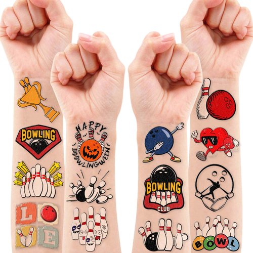 Bowling Temporary Tattoos Sport Stickers for Kids Themed Birthday Party Supplies Favors Decorations Bowls Super Cute 93 PCS Tattoos Funny for Kids Boys Teens School Classroom Rewards Gifts Ideal