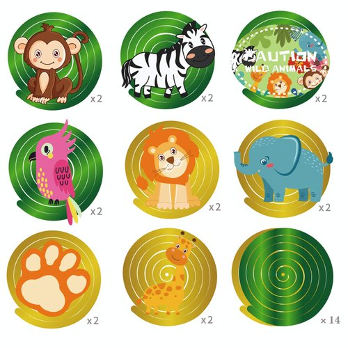 Kristin Paradise 30Ct Safari Animals Hanging Swirl Decorations, Jungle Party Supplies, Wild Birthday Theme Decor for Boy Girl Baby Shower, Tribal 1st Bday Favors Idea
