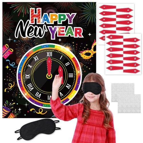 HOWAF Colorful New Year's Eve Games,New Years Eve Party Supplies 2025 Happy New Year Decorations 2025 New Years Countdown Clock Games for Happy New Year Party Supplies Decoration