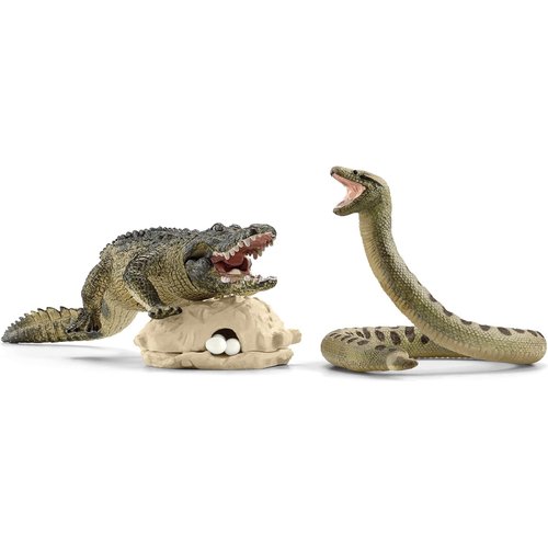 Schleich Wild Life 5-Piece Wild Animal Toy Playset for Boys and Girls Ages 3+, Danger in The Swamp with Alligator and Snake