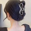 2 Pcs Metal Hair Claw Clips, 4.5 Inch Bow Hair Claw Clip Cute Claw Hair Clips Bowknot Hair Jaw Clip Styling Hair Accessories Barrettes Strong Hold Claw Clips for Thick Thin Hair - Gold, Silver