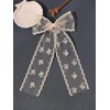LFOUVRE Lace Hair Bows for Women Girls,Beige Lace Hair Ribbon Embroidered Flower Hair Clips for Women, Bow Hair Clips Big Hair Bow with Long Tail,Bowknot Barrettes Hair Accessories for Women 3pcs