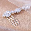Foyte Crystal Wedding Hair Comb Leaf Headpiece Silver Rhinestone Hair Piece Bride Side Combs Hair Accessories for Women and Girls