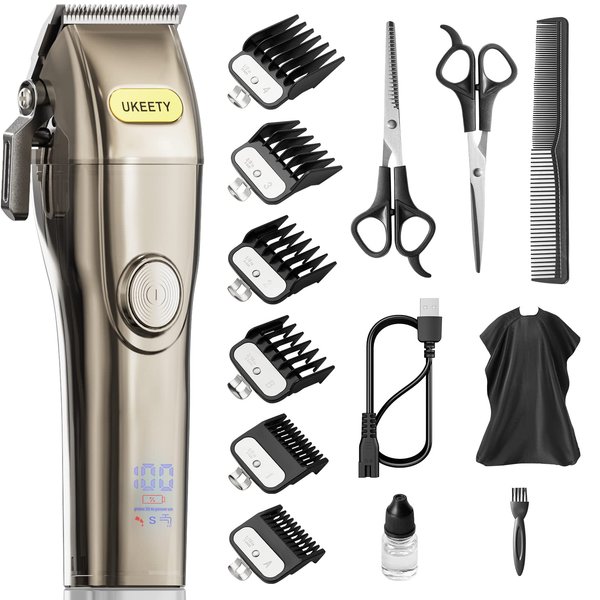 Hair Clippers for Men Professional Hair Barber Cutting Kit with LED Display Cordless Beard Finishing Trimmers Haircut Grooming Set Hair Clipper IPX7 Waterproof T-Blade Trimmer Combs