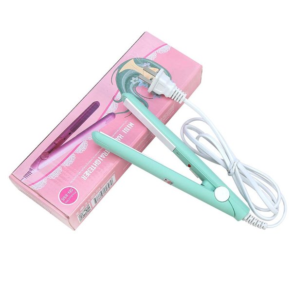 Mini Hair Straightener, Travel Size Straightening Iron Small Lightweight Portable Flat Iron Heating Curler Ceramic Tourmaline Plate Beauty Quick & Easy Hair Styling for Women Men, Matcha Green