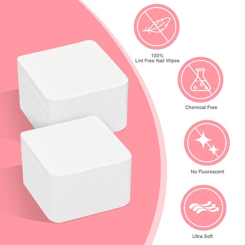 Lint Free Nail Wipes, 1000PCS Nail Supplies Nail Polish Remover Wipes, Super Absorbent Soft Nail Wipes for Fingernail Polish Remover and Eyelash Extension Wipes for Nail Art