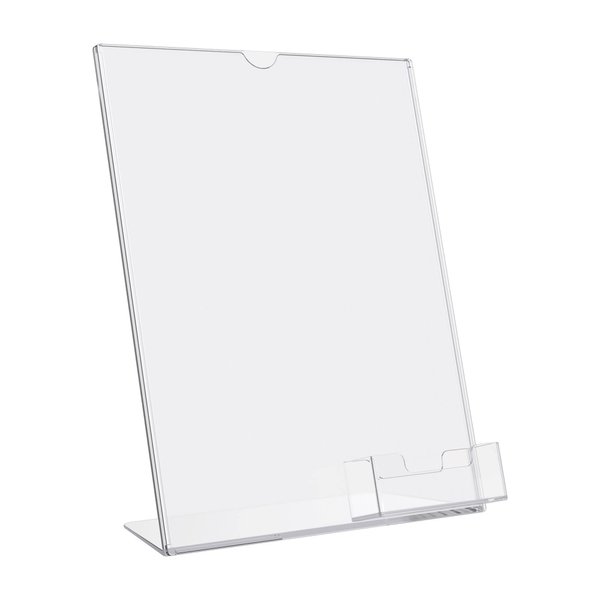 Deflecto Superior Image Slanted Sign Holder with Business Card Holder, Clear, 8-1/2” x 11” (590601)