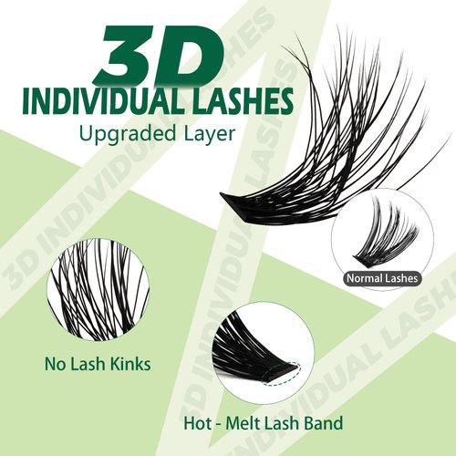 Lash Extension Kit 3D Effect Lash Clusters KEYYOU 280pcs D Curl 8-16MIX Eyelash Extension Kit with Lash Bond and Seal,Tweezers,Remover and Brush for Fluffy DIY lash extension kit（3D-40D50D-D-8-16MIX）