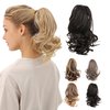 JUVABUN Claw Clip Wavy Ponytail Extension 10" -Dark Brown| Hair Extension Clips | Synthetic Ponytail Extension | Wavy Hair Extensions | Washable Realistic And Synthetic |Dark Brown
